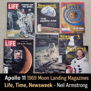 Apollo 11 1969 Moon Landing Magazine Lot Memorabilia Vintage Life Time Newsweek